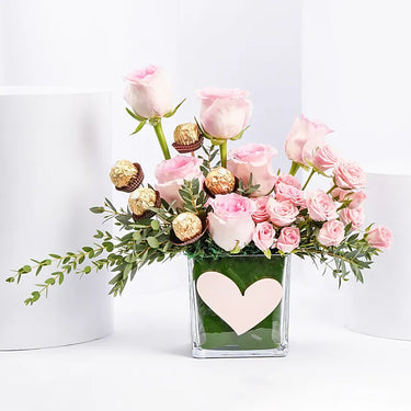 Pink Roses and Rochers Bouquet